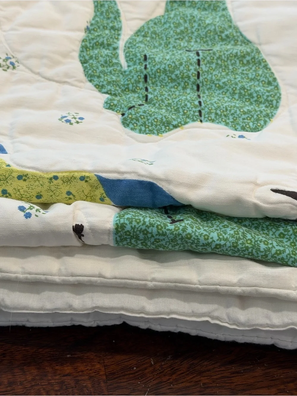 Vintage Whimsical Animal Quilt Throw 56x39” Printed Motif Nursery Folk Art